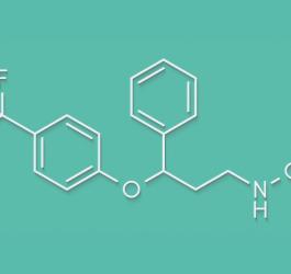 Wzór chemiczny fluoksetyna.