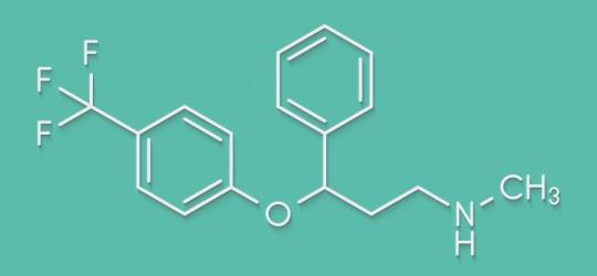 Wzór chemiczny fluoksetyna.