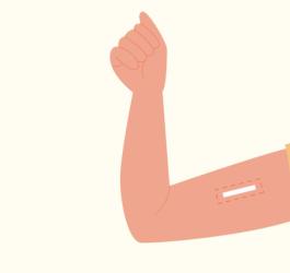 Rysunkowe ramię z widocznym implantem antykoncepcyjnym.