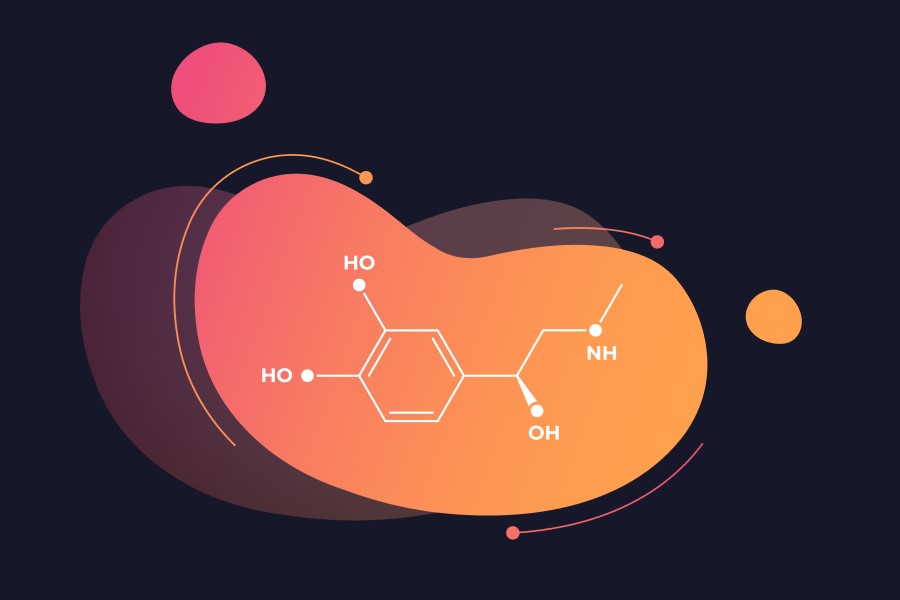 Wzór chemiczny adrenaliny.