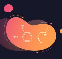 Wzór chemiczny adrenaliny.