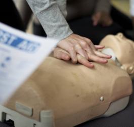 Osoby uczestniczą w kursie pierwszej pomocy.