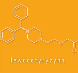 Wzór chemiczny lewocetyryzyny.