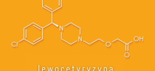 Wzór chemiczny lewocetyryzyny.