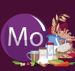 Cząsteczka molibdenu i produkty spożywcze zawierające ten pierwiastek.