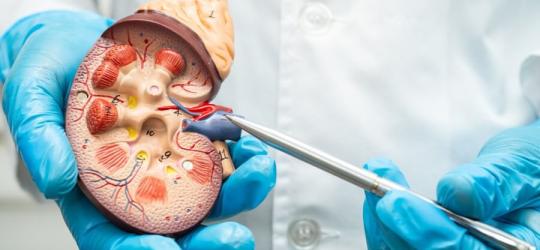 Lekarz pokazuje model nerki.