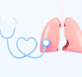 Symboliczne badanie płuc stetoskopem w diagnostyce odmy płucnej.