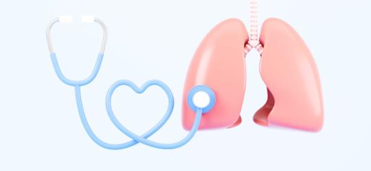 Symboliczne badanie płuc stetoskopem w diagnostyce odmy płucnej.