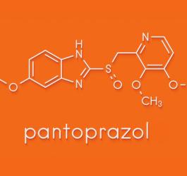 Wzór chemiczny pantoprazolu.