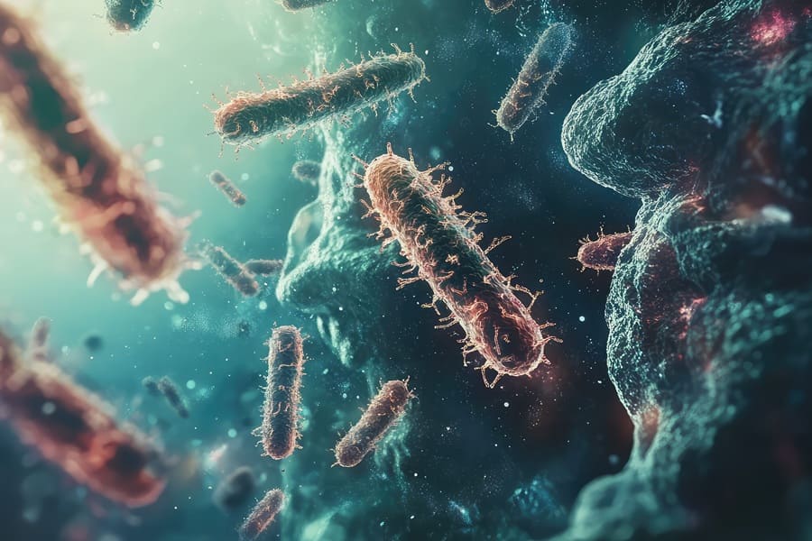 Model 3D bakterii Shigella.