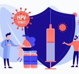 Rysunkowa pacjentka korzysta ze szczepienia przeciw HPV.