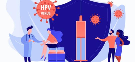 Rysunkowa pacjentka korzysta ze szczepienia przeciw HPV.