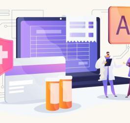 Lekarz wystawia receptę dla pacjenta przy wsparciu AI.