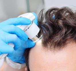Pacjent ma wykonywaną trichoskopię przez dermatologa.