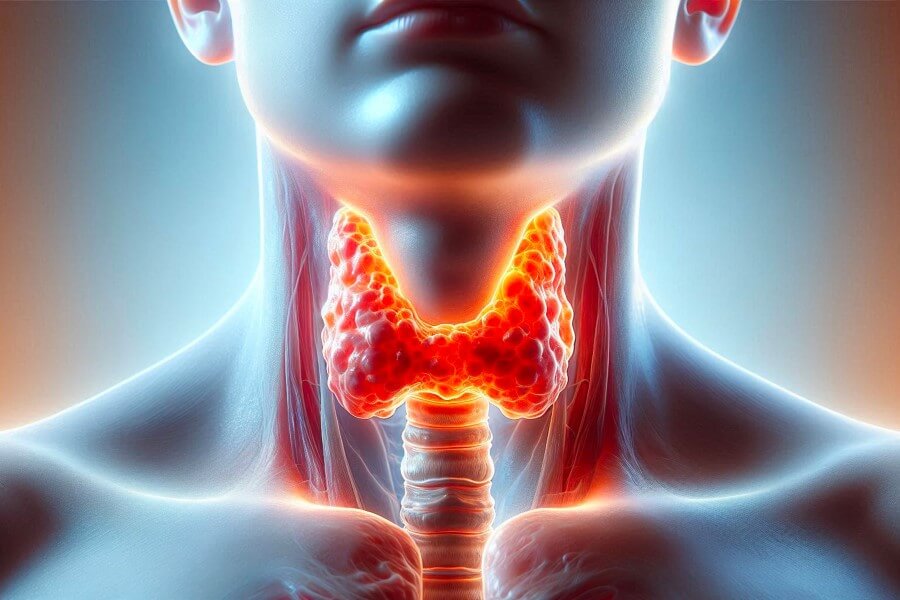 Tyreotoksykoza symbolicznie przedstawiona na modelu 3D.