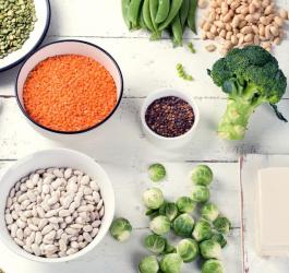 Roślinne źródła białka - strączki, świeże warzywa, tofu.