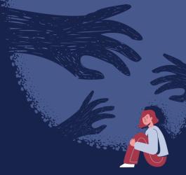 Rysunkowa kobieta cierpi na zaburzenia lękowe.